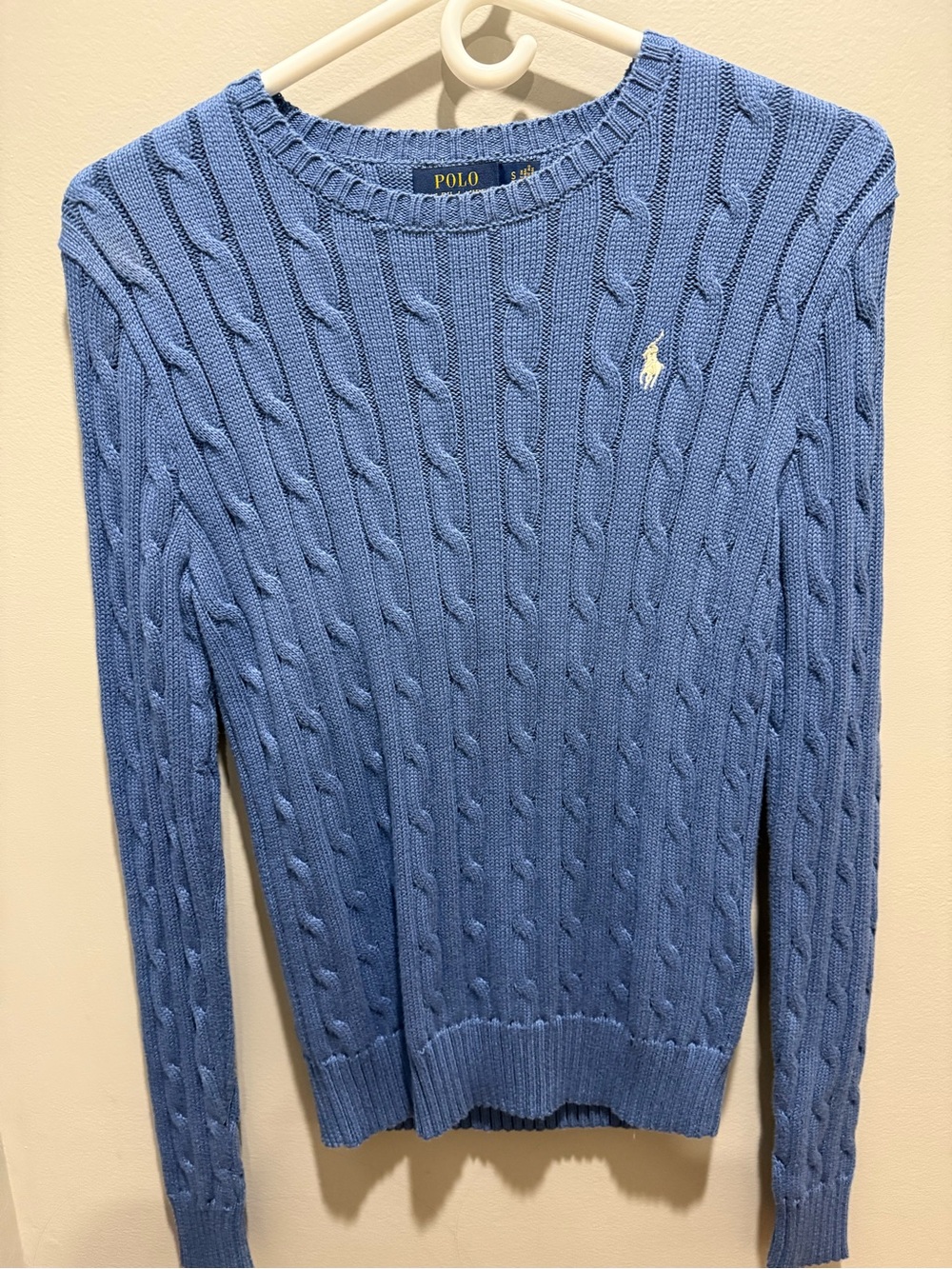 Polo by Ralph Lauren Light Blue Cable Knit Crewneck Sweater size small